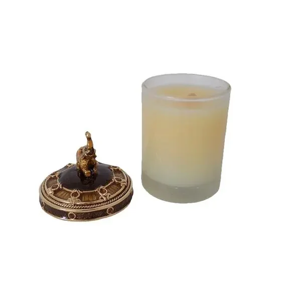 St. John Home lidded candle elephant rhinestones NEW in box - Picture 3 of 7